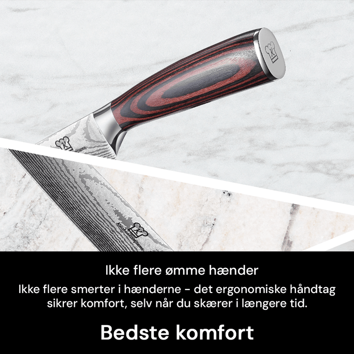 Professionelt 8-dels knivsæt for præcis madlavning. Holdbare køkkenknive med skarpe stålblade.