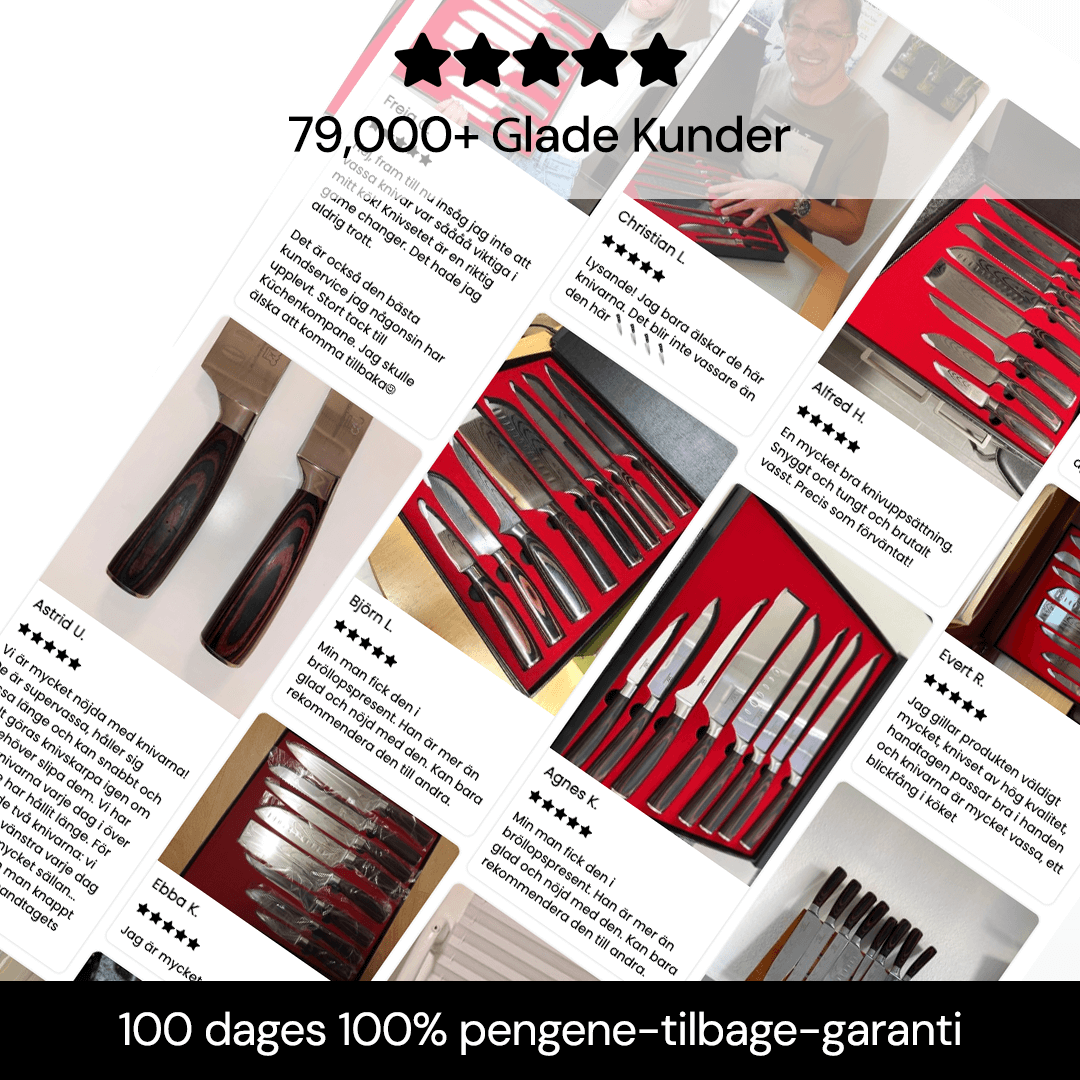 Komplet sæt med 8 køkkenknive i rustfrit stål. Forbedrer madlavningen med præcision og stil.