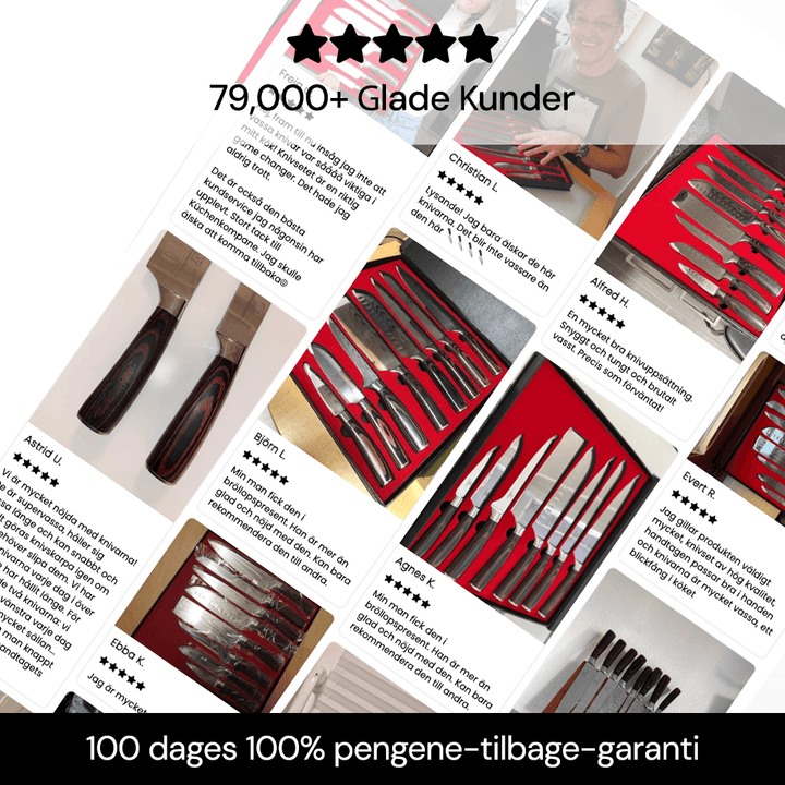 Komplet sæt med 8 køkkenknive i rustfrit stål. Forbedrer madlavningen med præcision og stil.