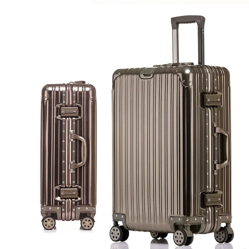 Topkvalitets rejsekuffert i aluminium. En holdbar, letvægts hardcase med 360-hjul og TSA-lås til rejseudstyr.