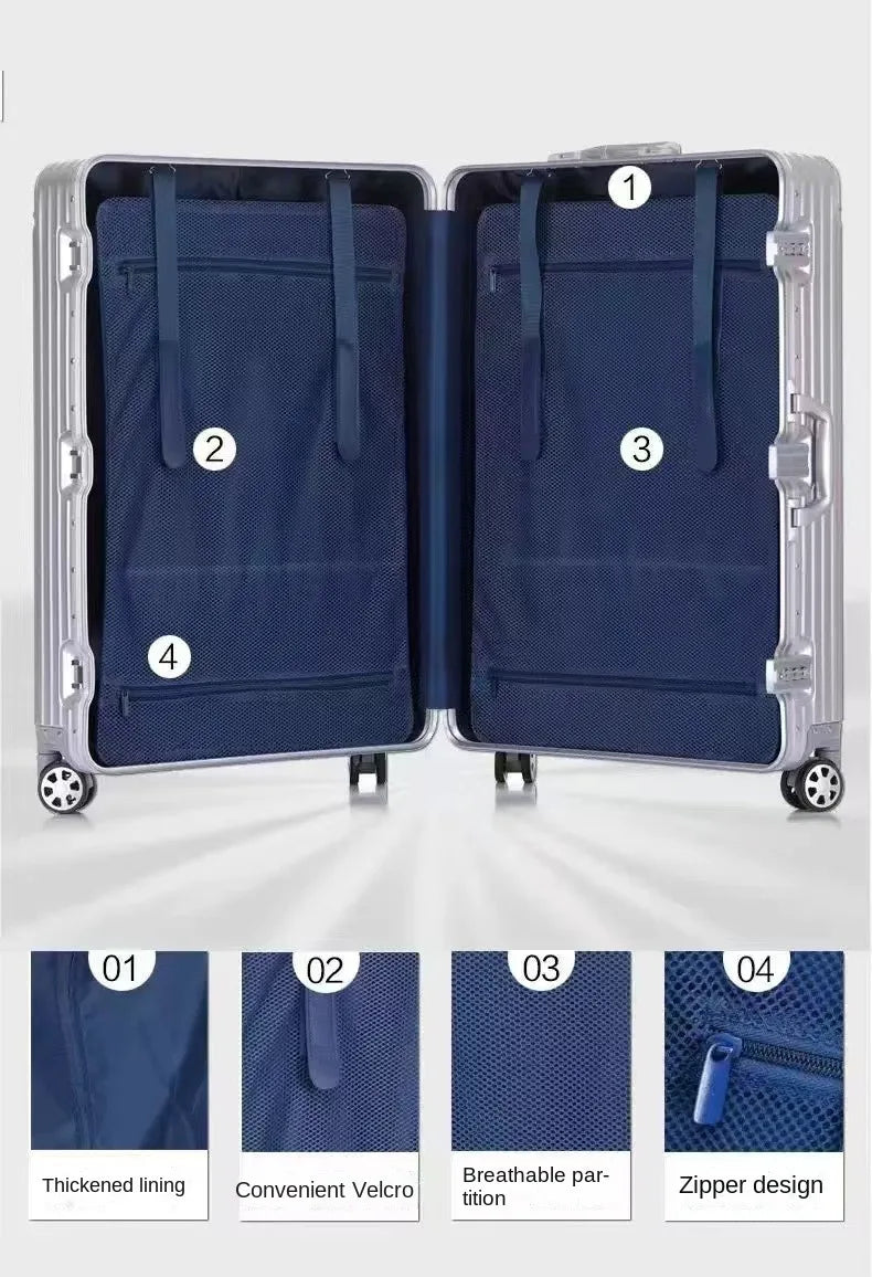 Holdbar hardcase aluminiumskuffert til rejsebagage. Letvægts rejsekuffert med robust design.
