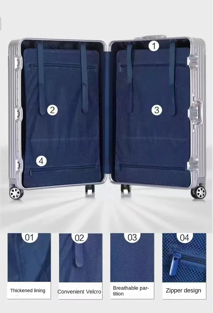 Holdbar hardcase aluminiumskuffert til rejsebagage. Letvægts rejsekuffert med robust design.
