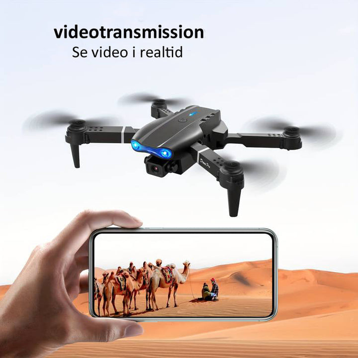 Elegant professionel 4K drone med avanceret droneteknologi, perfekt til detaljeret luftfotografi.