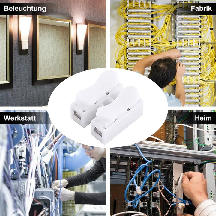 Mænds ledningsstik, 50/100/200 stk., ingeniørplast, stål og kobberkerne, push-type, nem at bruge.