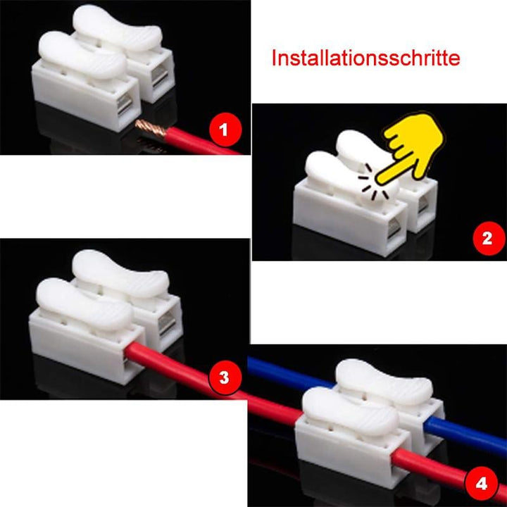 Mænds ledningsstik, 50/100/200 stk., ingeniørplast, stål og kobberkerne, push-type, nem at bruge.