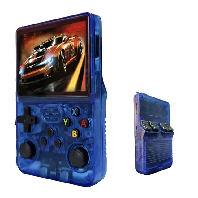 Kompakt retro gaming konsol med HD skærm og 20.000 klassiske spil for ubegrænset sjov.