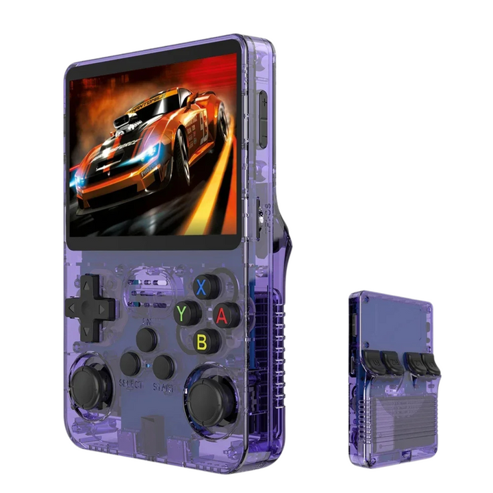 Klassisk retro spiloplevelse på en bærbar konsol med HD skærm, perfekt til gaming på farten.
