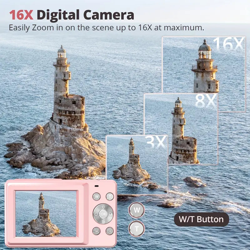 Dette simple, lette retro digitalkamera 1080p fanger stemningsfulde billeder med et nostalgisk touch.