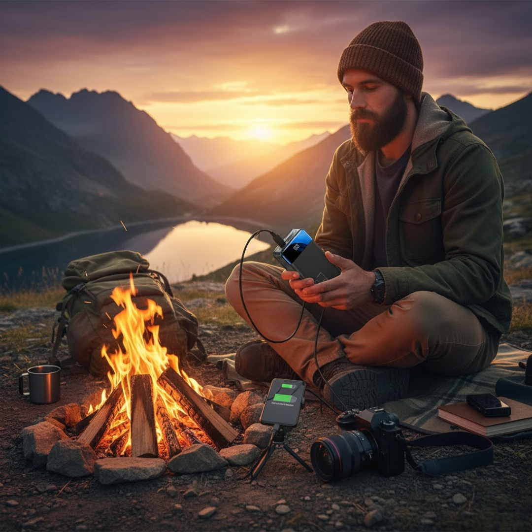 Kompakt 50.000mAh powerbank med USB-opladning, perfekt rejse tilbehør og mobil strømforsyning.