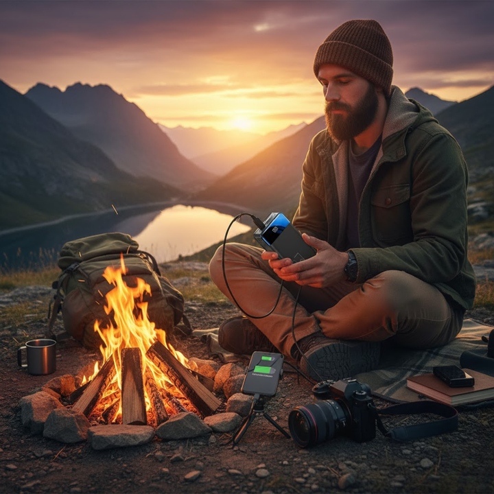 Kompakt 50.000mAh powerbank med USB-opladning, perfekt rejse tilbehør og mobil strømforsyning.