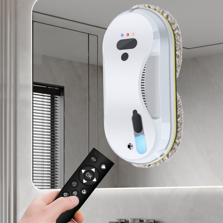 Smart vinduesrobot pudser vinduer stribefrie. Automatisk glasrengøring for et skinnende hjem.