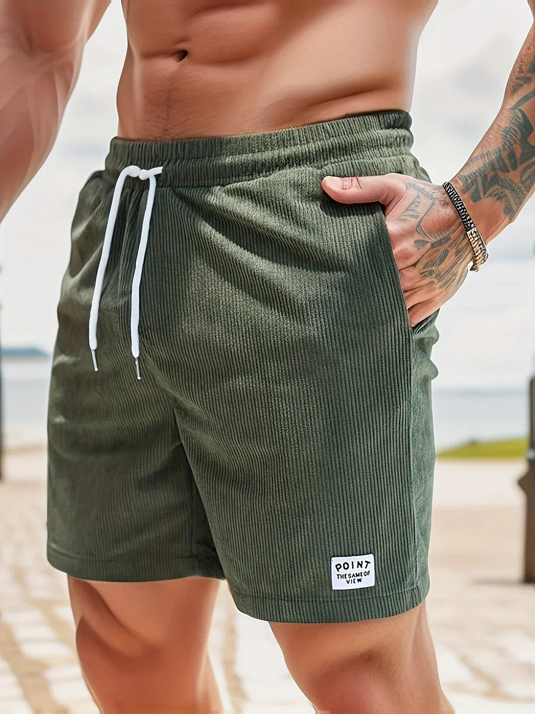 Stribede komfortshorts til mænd, ideelle til afslappede sommerdage og stilfuld herremode.