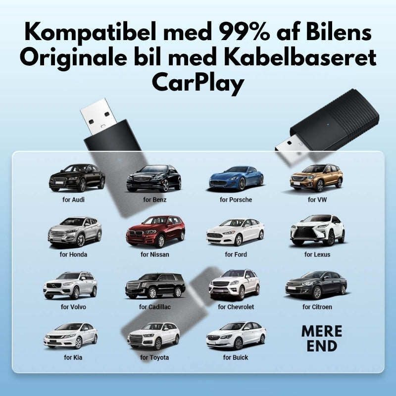 Forbedret køreoplevelse med trådløs CarPlay & Android Auto adapter; automatisk tilslutning.