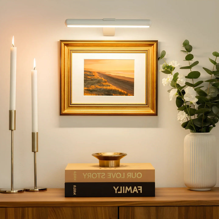 Batteridrevet, USB-opladelig LED billedlampe. Trådløs væglampe til fleksibel kunstbelysning.