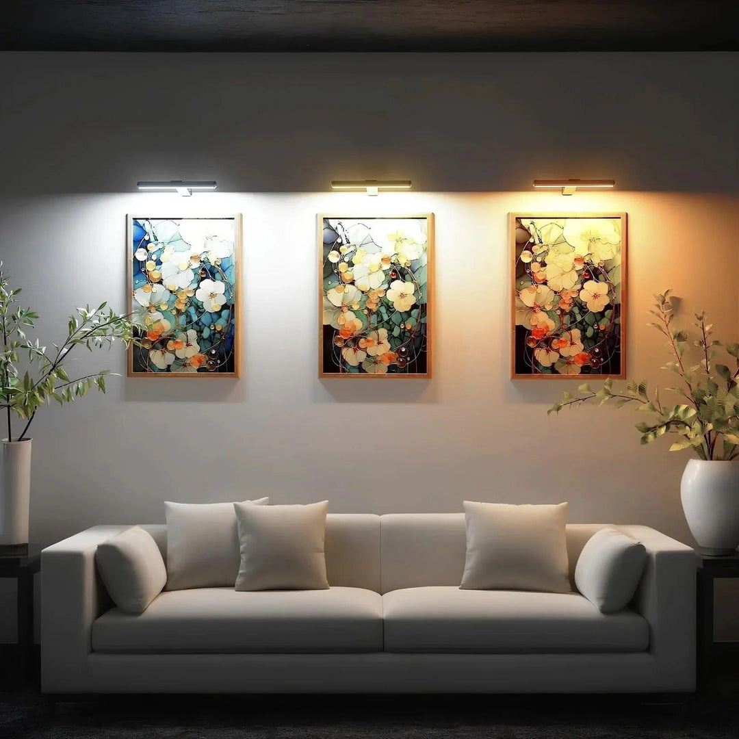 Fremhæv kunst med trådløs LED billedlampe. Dæmpbar og USB-opladelig væglampe til ethvert hjem.