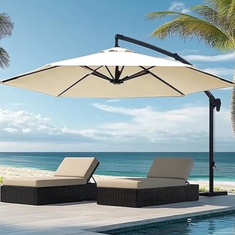 Haveparasolbetræk for terrasse og have, robust og med god UV-beskyttelse.