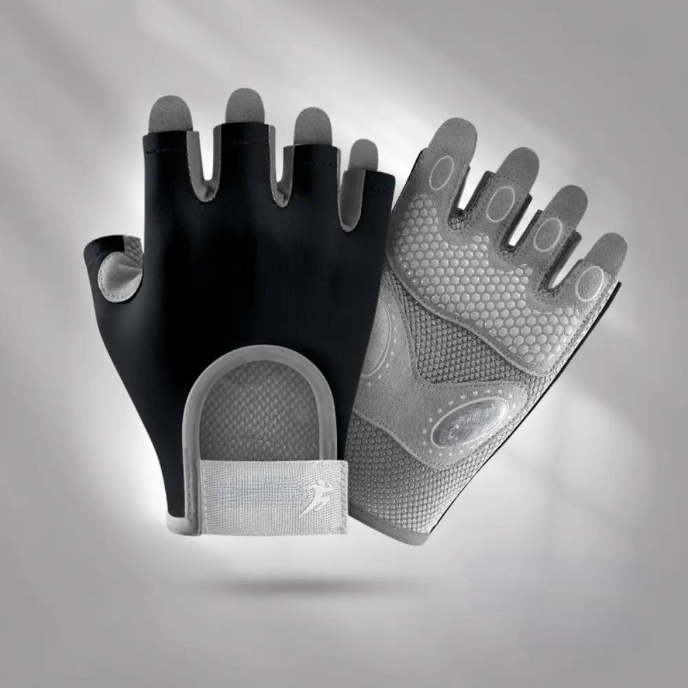 Unisex cykelhandsker med halvfinger, åndbare og skridsikre, perfekte til sport og træning.