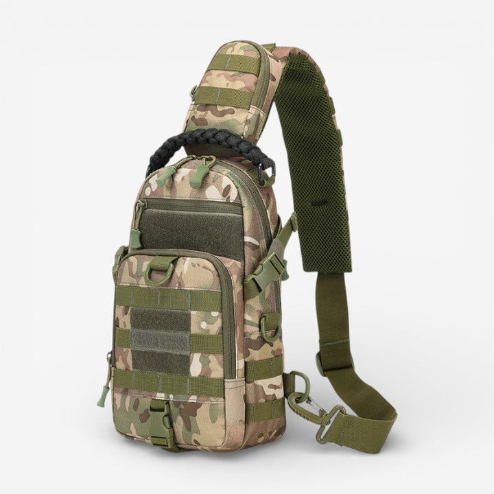 Stilfuld unisex skuldertaske med justerbar rem, alsidig til arbejde, rejse eller fritidsbrug.