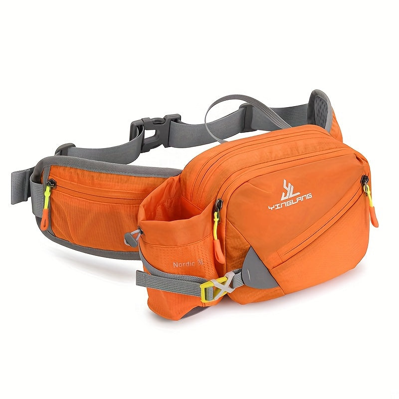 Slidstærk nylon løbebæltetaske, unisex design, med flaskeholder til sport og friluftsliv.