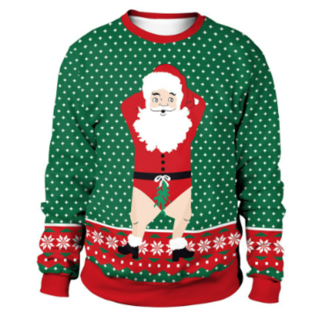 Festlig og komfortabel unisex julesweater i blød, oversized strik. Ideel til hyggelige juledage.
