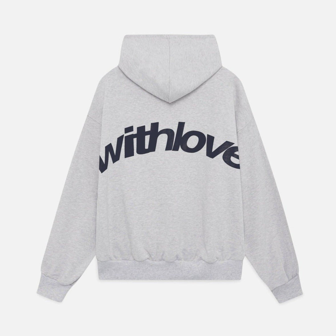Komfortabel bomulds hættetrøje med 'With Love' motiv, en casual og varm pullover.