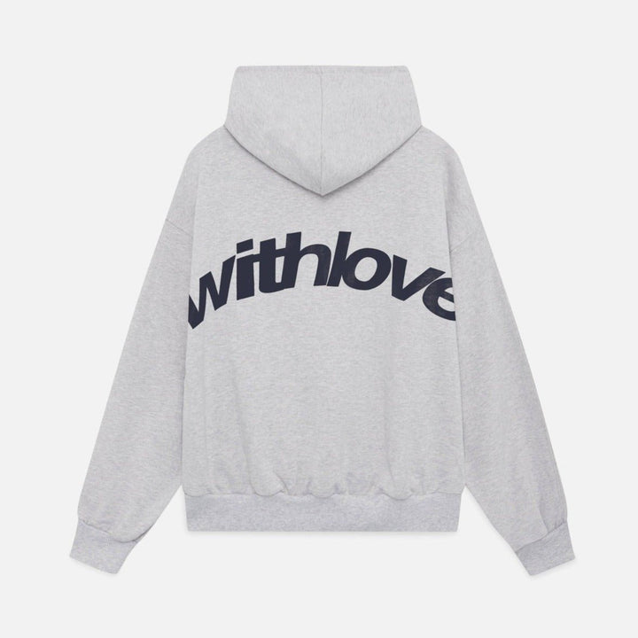 Komfortabel bomulds hættetrøje med 'With Love' motiv, en casual og varm pullover.