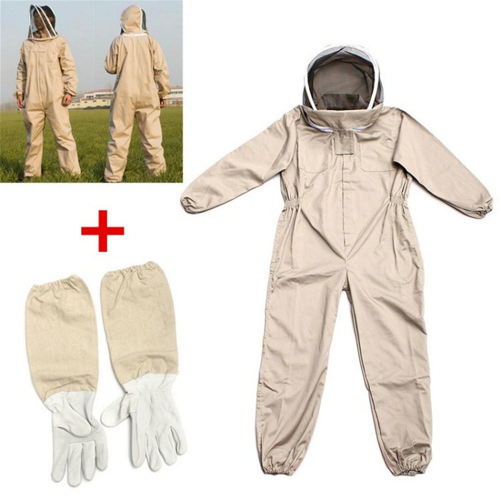 Detaljeret visning af ventileret polyester biavlerdragt og beskyttende handsker for optimal komfort ved biavl.
