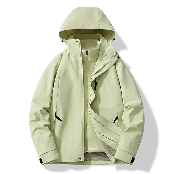 Unisex skijakke med hætte i fuld figur, klar til eventyr. Varm og sporty jakke til alle vinterens aktiviteter.