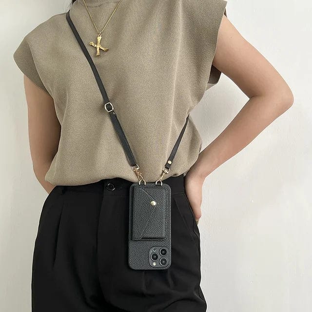 Unisex telefon crossbody taske med justerbar rem, kortholder til sikker, håndfri transport af smartphone.