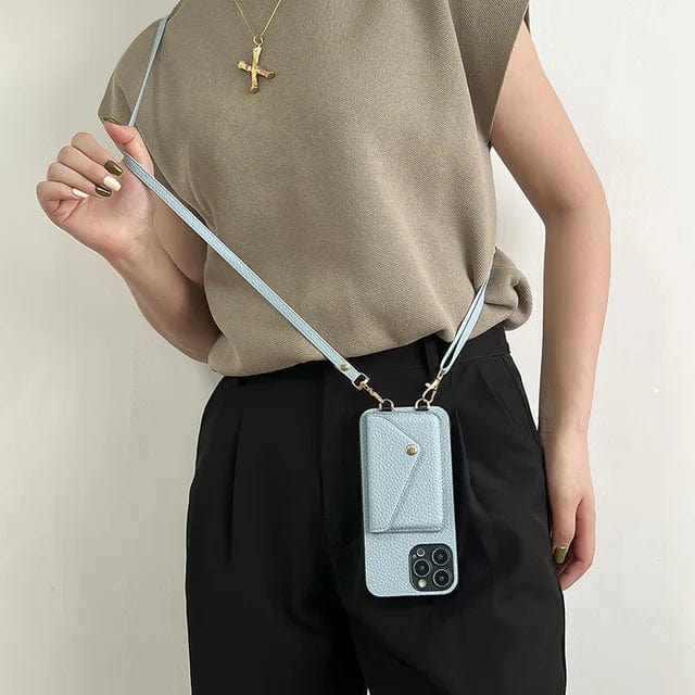 Stilfuld unisex crossbody taske til telefon og kort, et kompakt modetilbehør med justerbar rem.