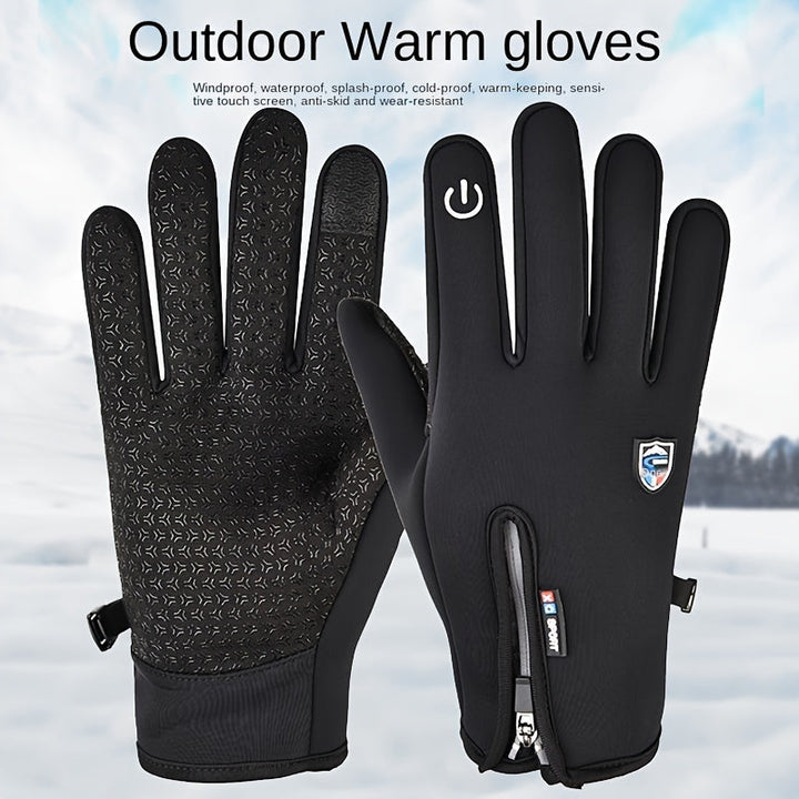 Tekniske vinterhandsker, vandtætte og vindtætte, med touchscreen og varmende foring. Unisex.