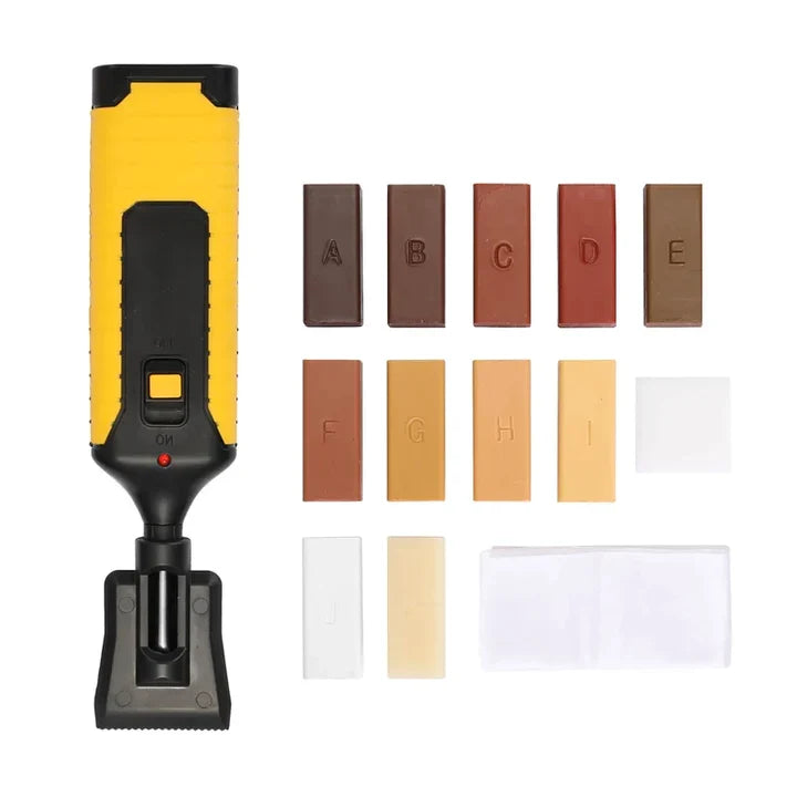 Møbelreparationssæt til træborde og skabe. Fjerner ridser og skader effektivt, perfekt til DIY projekter.