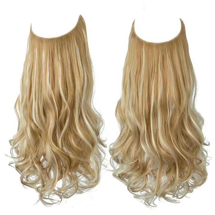Blonde halo extensions for fuld længde. Usynlig, nem påsætning og naturlig.