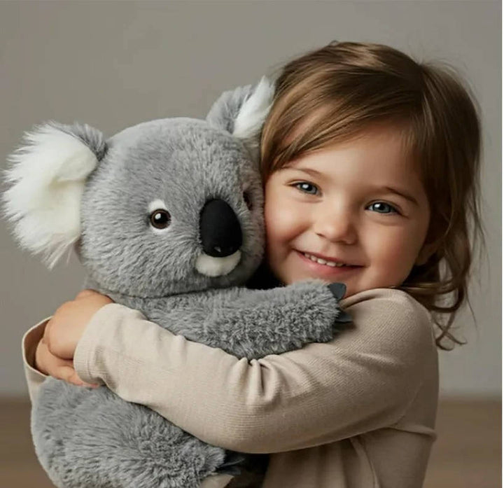 Vægtet koala plysdyr i blød grå plys, perfekt til angst- og stresslindring. Et krammedyr for ro og afslapning.