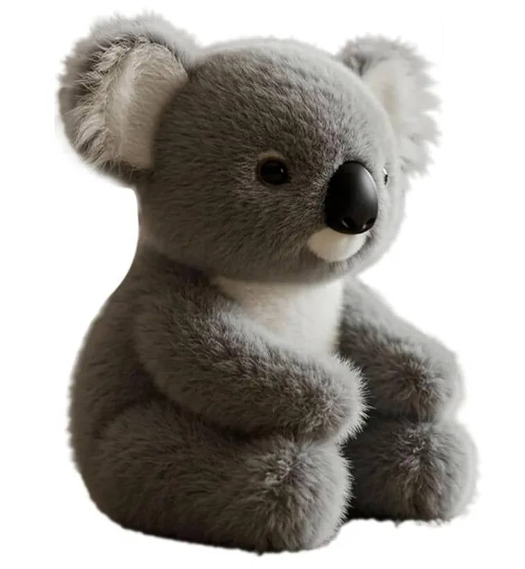 Vægtet koala plysdyr i grå farve, giver en tryg fornemmelse og hjælper med angst- og stresslindring. Blødt og beroligende.