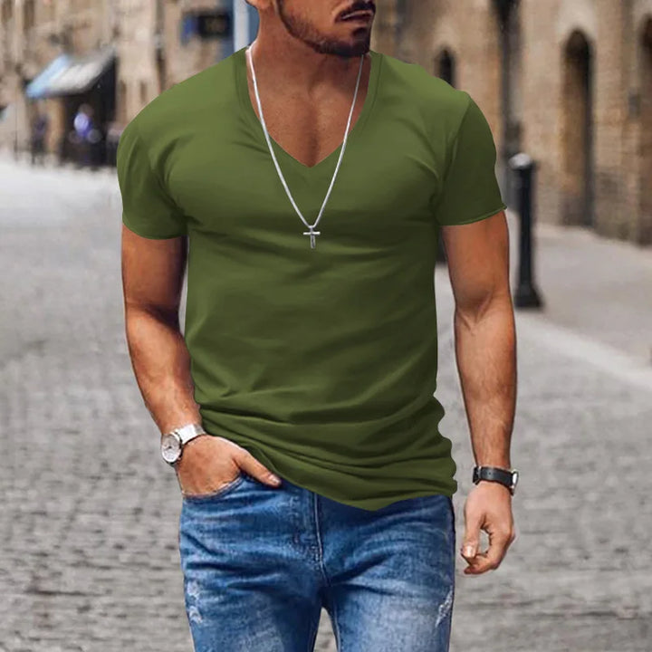 Miesten syvä V-aukkoinen slim-fit t-paita
