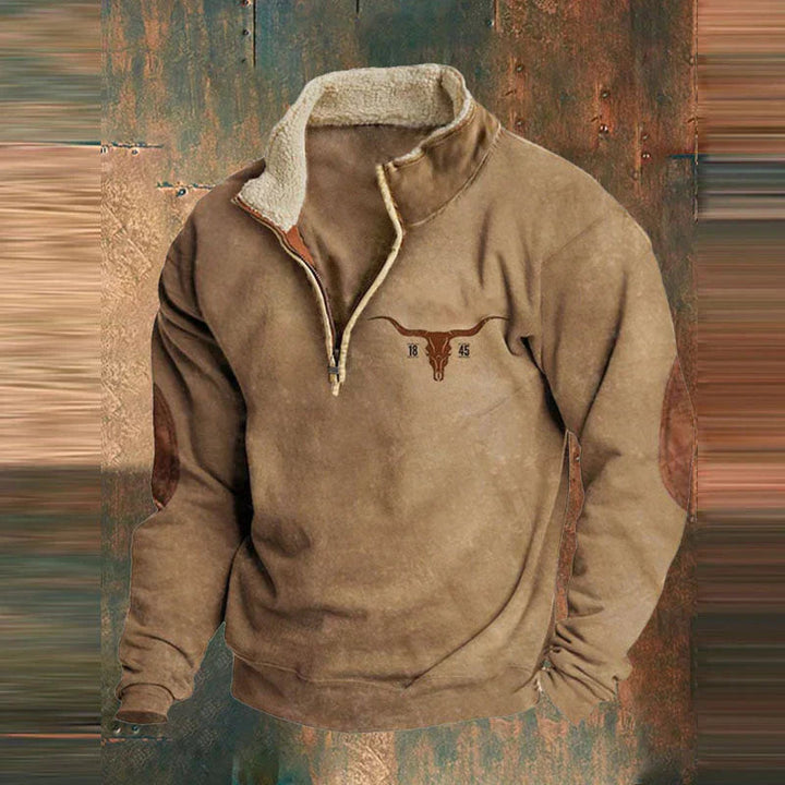 Komfortabel herre sweatshirt med lynlås, varm og ideel til køligere dage. Perfekt til mænds efterårslook.