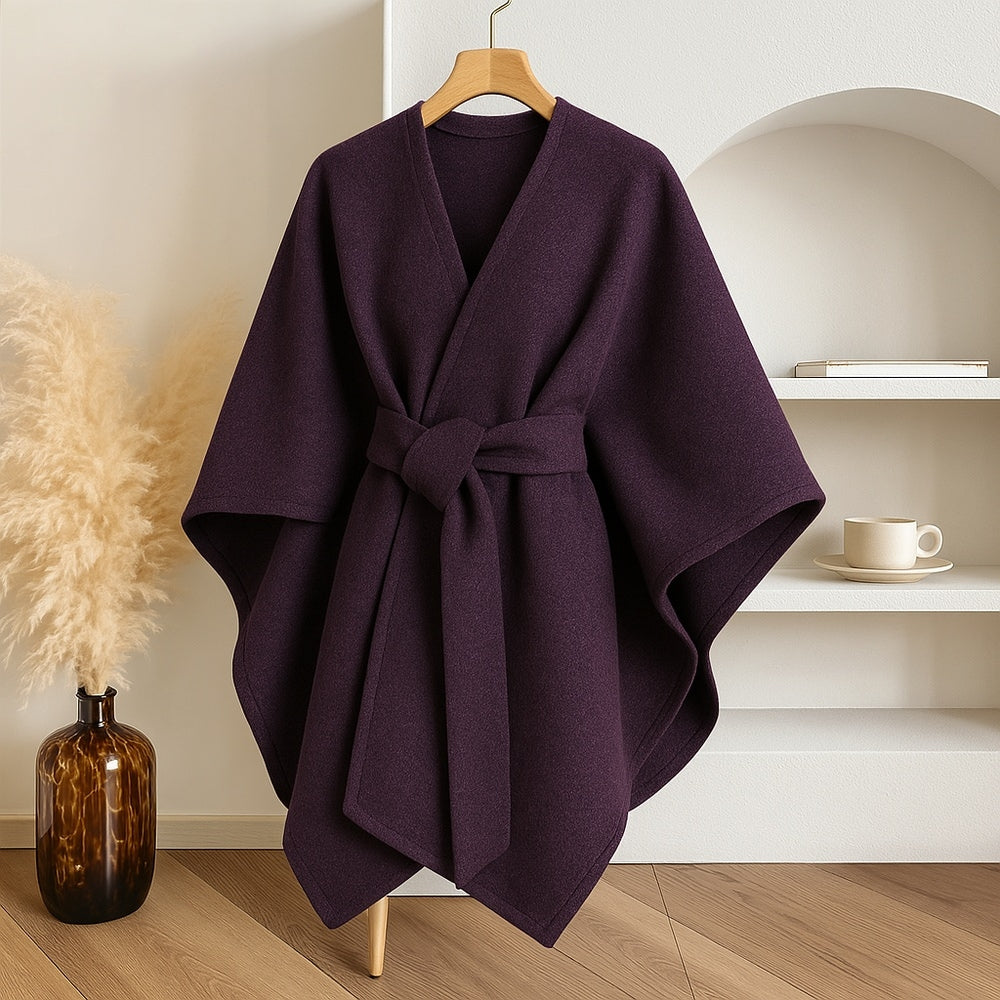 Elegant og moderne vindtæt poncho til kvinder. Varm mikrofiber sjalfrakke, perfekt til koldt vejr.