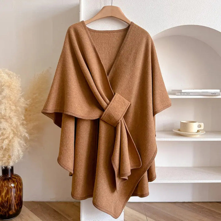 Blød mikrofiber vindtæt poncho til kvinder. Varm og behagelig sjalfrakke for efterår og vinter.